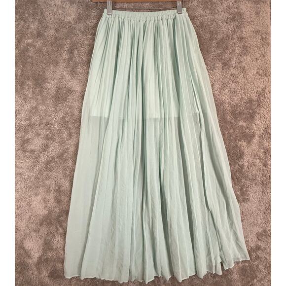 Victoria's Secret Mint Green Pleated Maxi Skirt 2 XS - Picture 4 of 12
